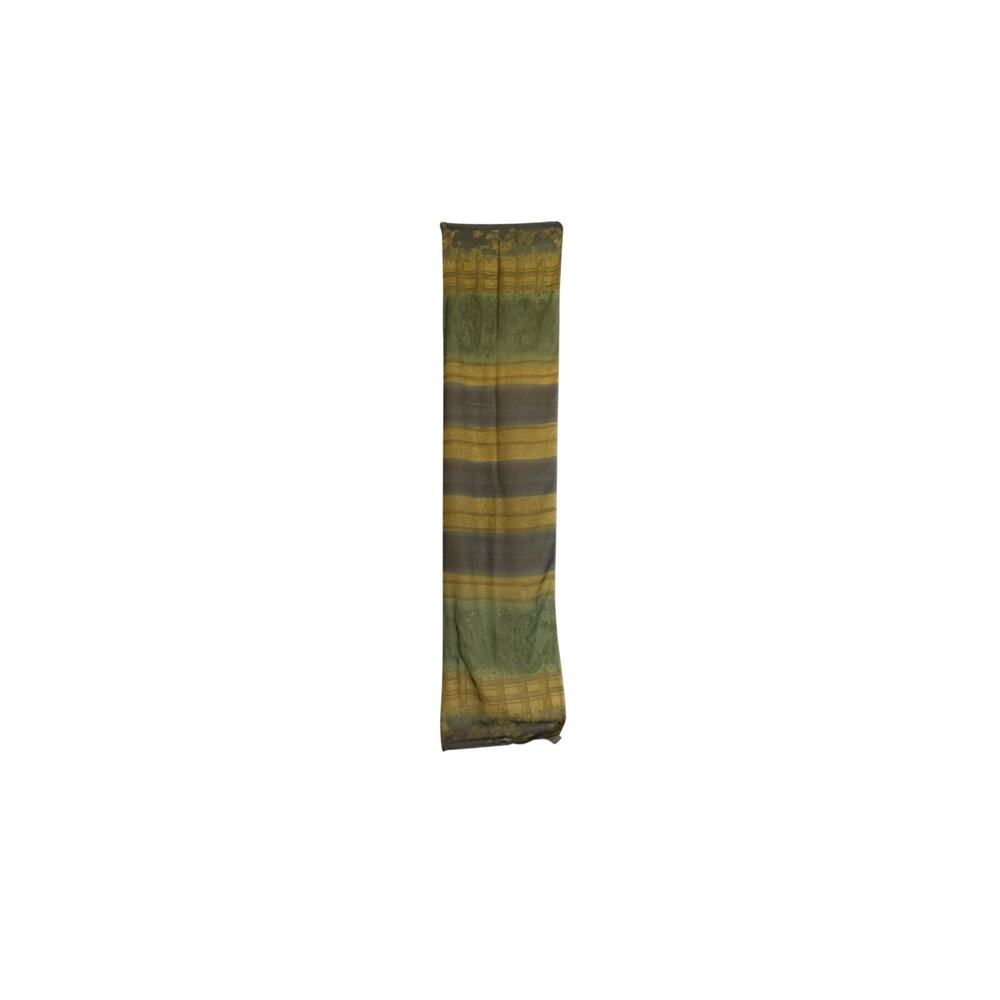 Vintage Elaine Gold Sheer Chiffon Scarf Olive Green Navy Blue Abstract Floral